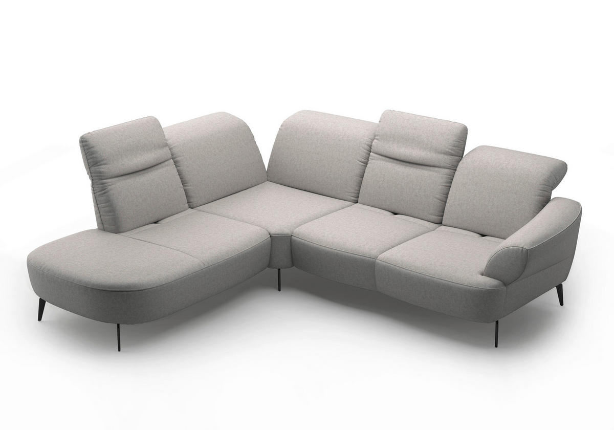ECKSOFA in Flachgewebe Hellgrau  - Hellgrau/Schwarz, Modern, Textil/Metall (270/302cm) - Sit & More