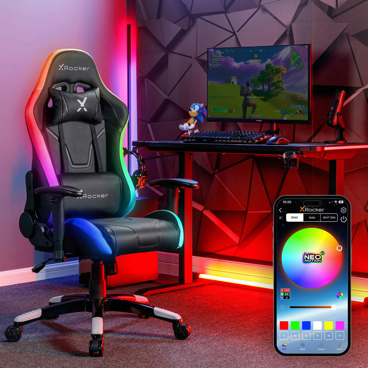 GAMINGSTUHL  in Lederlook Schwarz  - Schwarz, MODERN, Kunststoff/Textil (55/113/62,5cm) - X Rocker