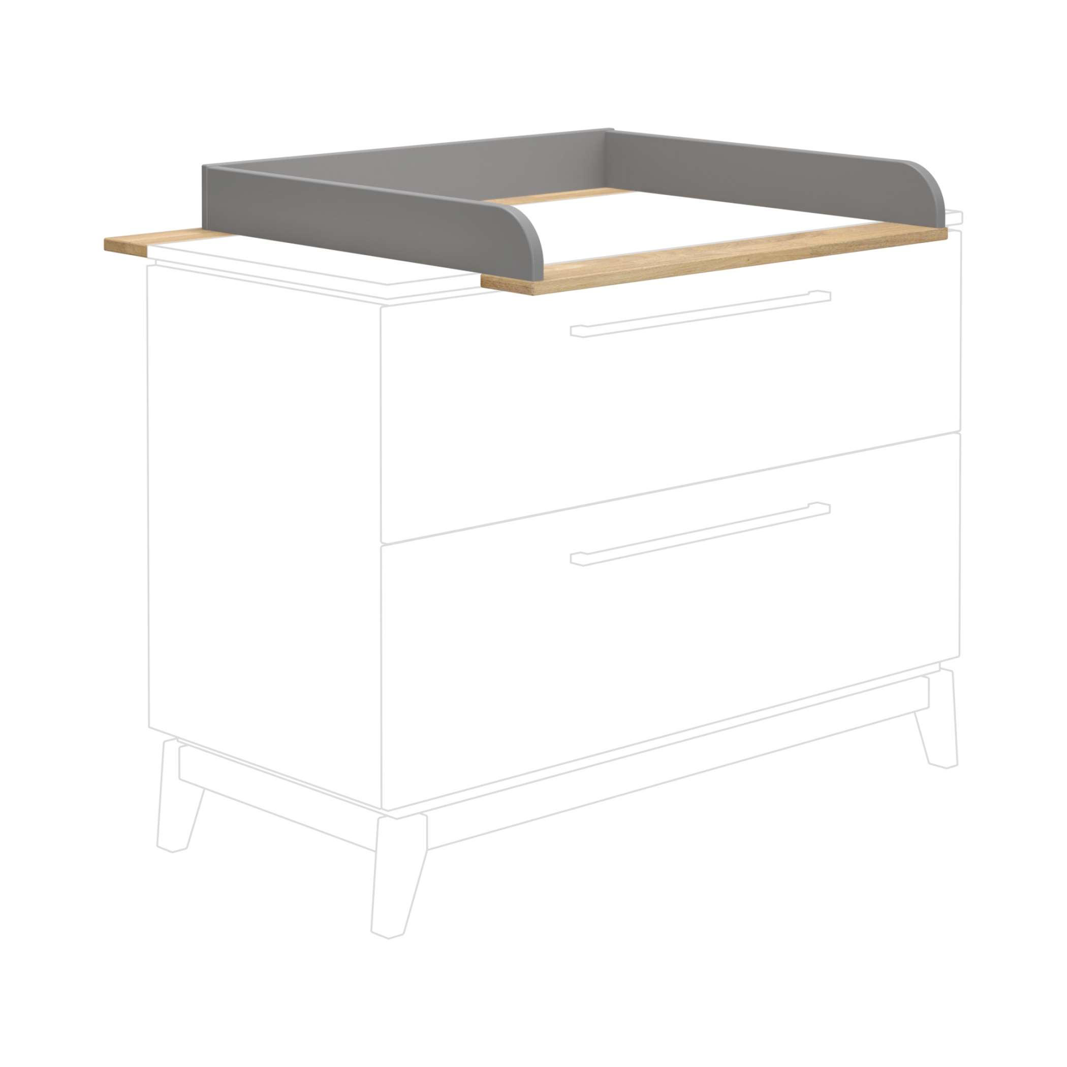 Paidi Wickelaufsatz Sten Grau, Eiche 123.3x12.3x80.0 cm