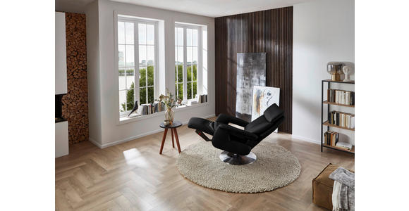 RELAXSESSEL in Leder Schwarz - Edelstahlfarben/Schwarz, Design, Leder/Metall (78/112/85cm) - Cantus