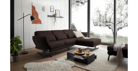 ECKSOFA  in Flachgewebe Braun  279-327/176-217 cm  - Schwarz/Braun, Design, Textil/Metall (279-327/176-217cm) - Dieter Knoll