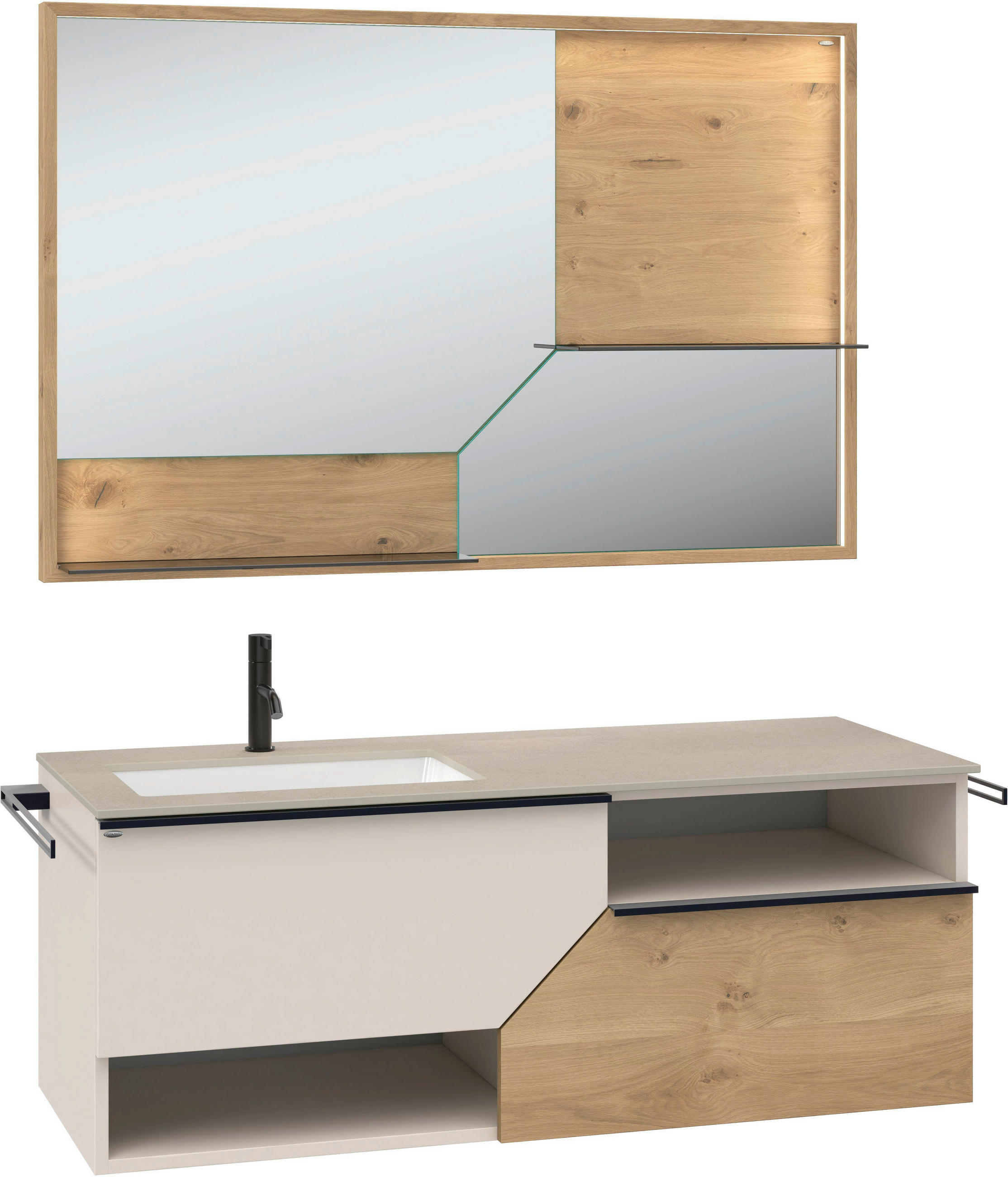 BADEZIMMER 3-teilig  in 128,4 cm  - Sandfarben/Taupe, LIFESTYLE, Holz/Keramik (128,4cm) - Voglauer