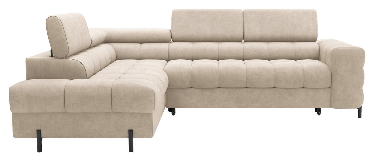 ECKSOFA FERUCCE in Chenille Beige  200/276 cm  - Beige/Schwarz, Design, Textil/Metall (200/276cm) - MID.YOU