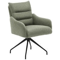 ARMLEHNSTUHL  Beinauswahl, Lederauswahl, Stoffauswahl, Sitzfläche 360° drehbar, Gestellauswahl Chenille  Grün  - Schwarz/Grün, Design, Textil/Metall (62/86/68cm) - Welnova