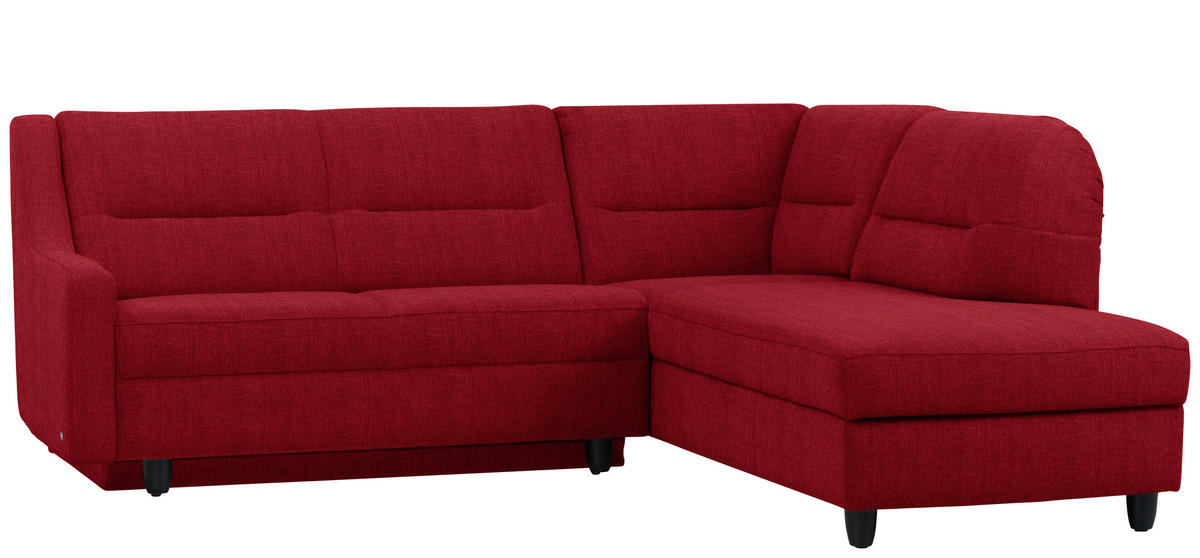 ECKSOFA in Chenille Rot  226/208 cm  - Rot/Schwarz, KONVENTIONELL, Textil (226/208cm) - Sedda