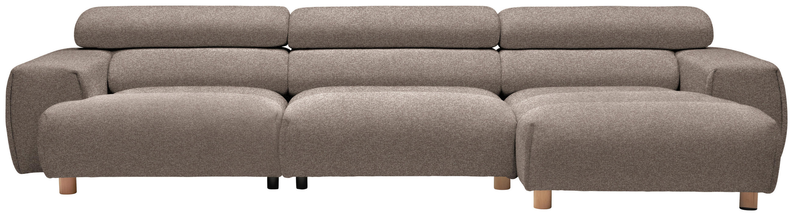 ECKSOFA in Velours Hellbraun  329/150 cm  - Hellbraun/Buchefarben, Design, Holz/Textil (329/150cm) - Lomoco