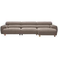 ECKSOFA in Velours Hellbraun  - Hellbraun/Buchefarben, Design, Holz/Textil (329/150cm) - Lomoco
