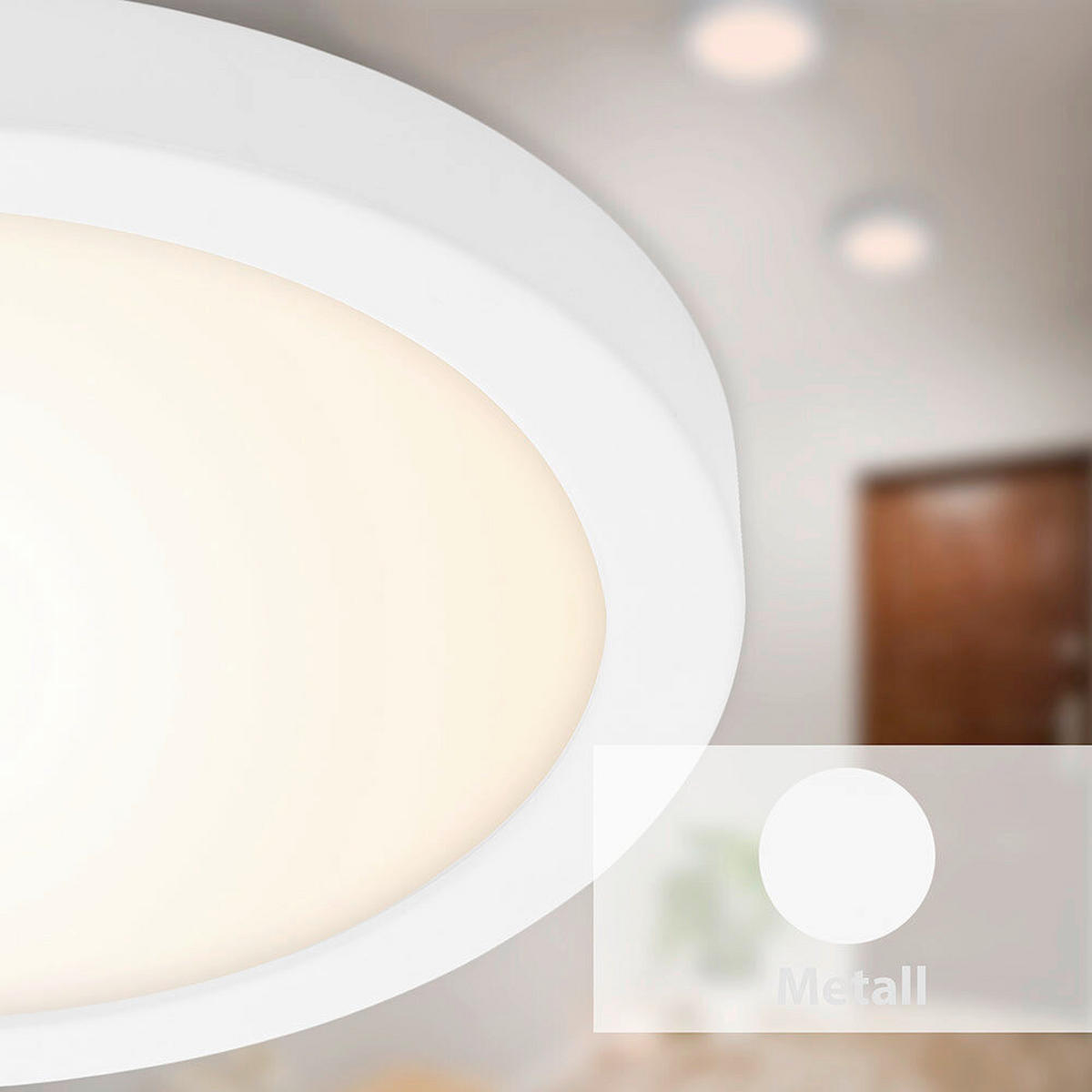 AUFBAULEUCHTE 30/3,2 cm   - Weiß, Design, Kunststoff/Metall (30/3,2cm) - Globo