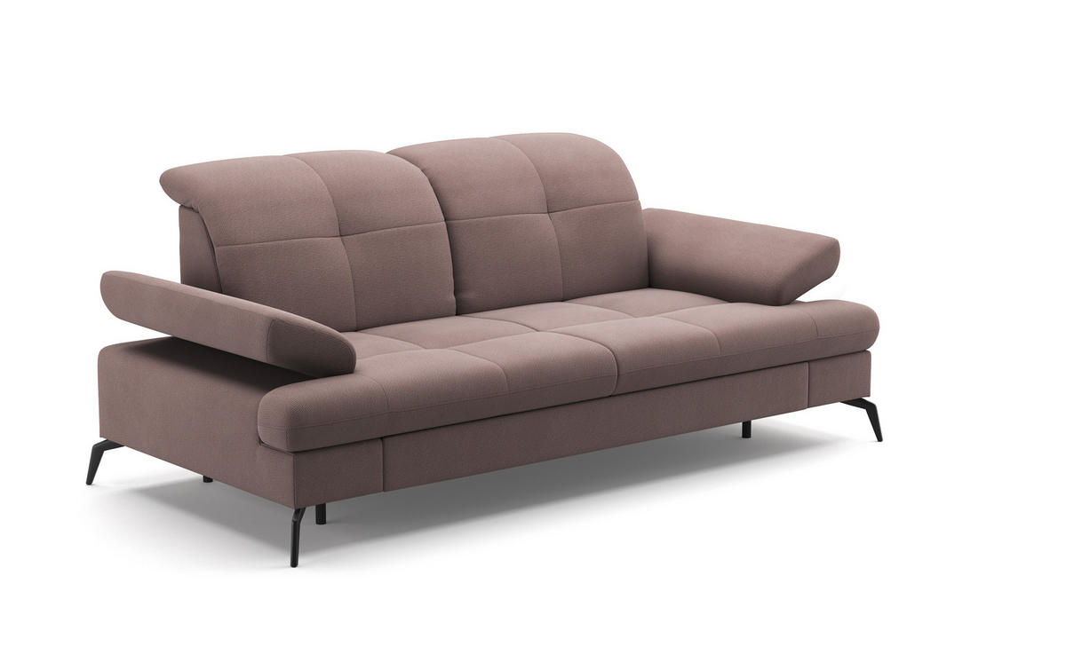 3-SITZER-SOFA in Flachgewebe Taupe  - Taupe/Schwarz, Konventionell, Textil/Metall (212/90/122cm) - Sit & More