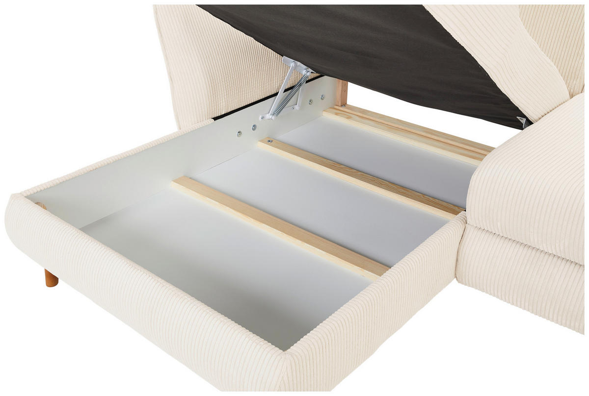 ECKSOFA in Cord Creme  - Eichefarben/Creme, Konventionell, Holz/Textil (162/284cm) - Carryhome