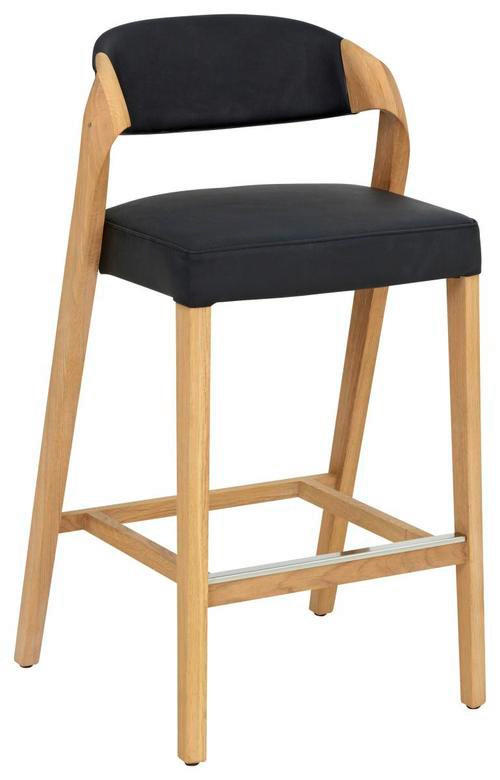 TRESENSTUHL in Schwarz, Eichefarben  - Eichefarben/Schwarz, Natur, Leder/Holz (51/93/49cm) - Voglauer