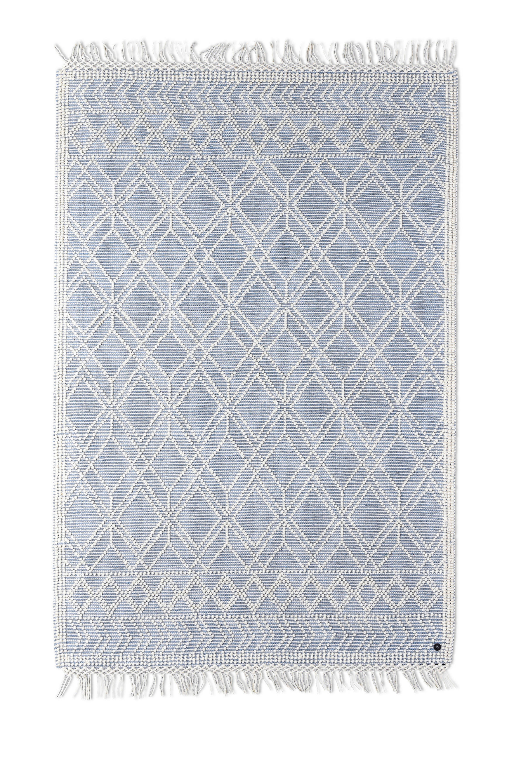 Tom Tailor Handwebteppich Colored Macrame Four Creme, Pastellblau 65x135 cm