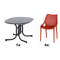 GARTENGARNITUR 5-teilig  - Anthrazit/Rot, Basics, Holzwerkstoff/Kunststoff (90/71/140cm) - Siena Garden