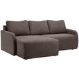 ECKSOFA Braun Cord Rückenkissen, Bettkasten, Schlaffunktion, Rücken echt, Liegefläche im Originalstoff  - Schwarz/Braun, KONVENTIONELL, Kunststoff/Textil (217/146cm) - Carryhome