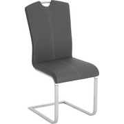 Schwingstuhl in Leder, Metall Edelstahlfarben, Grau - Edelstahlfarben/Weiß, Design, Leder/Metall (46/98/53cm) - Dieter Knoll
