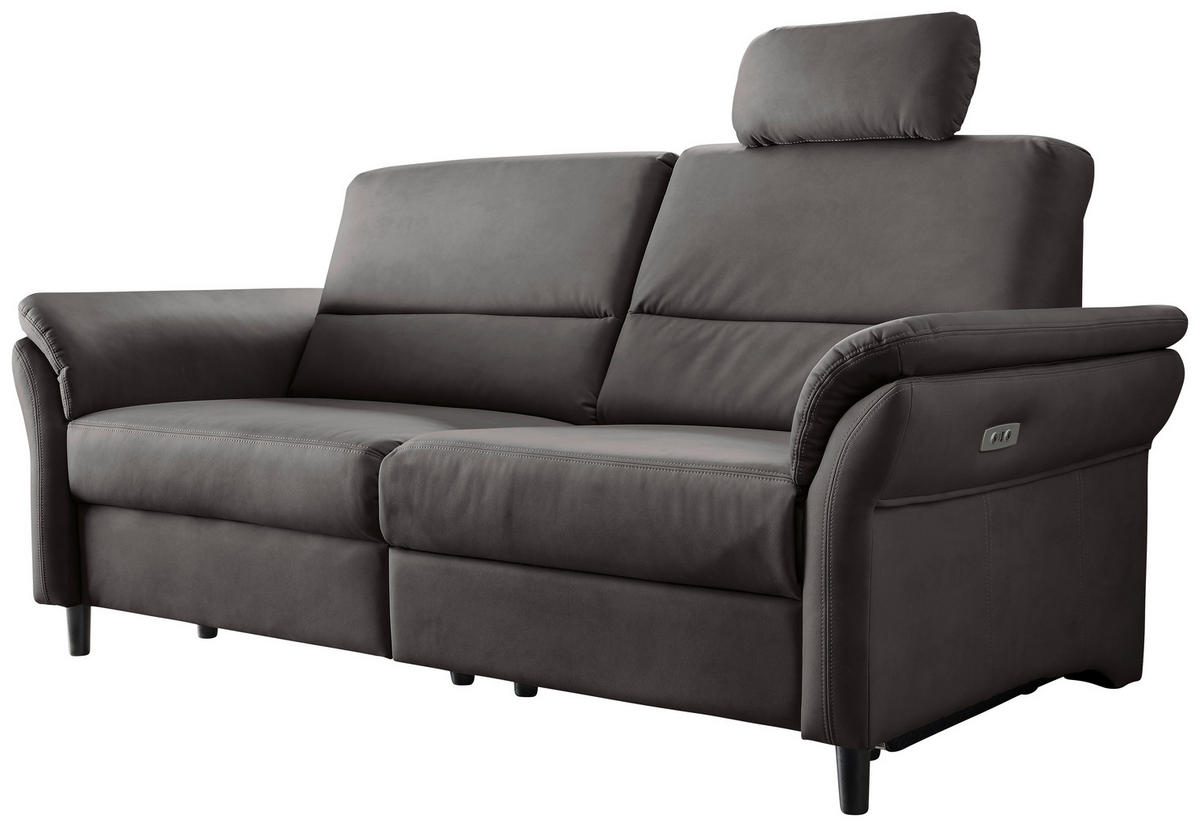 3-SITZER-SOFA in Lederlook Anthrazit  - Anthrazit/Schwarz, Modern, Holz/Textil (192/90/89cm) - Livetastic