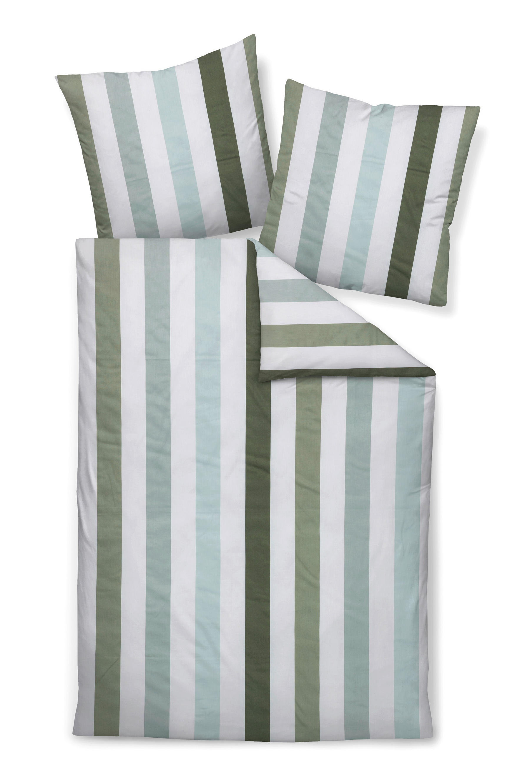 BETTWÄSCHE J.D. Makosatin 155/220 cm  - Dunkelgrün/Pastellblau, Design, Textil (155/220cm) - Janine