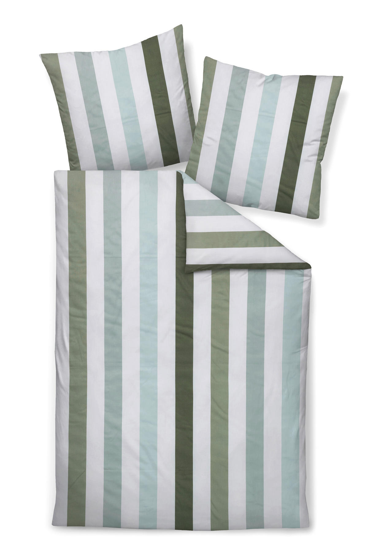 BETTWÄSCHE J.D. Makosatin 155/220 cm  - Dunkelgrün/Pastellblau, Design, Textil (155/220cm) - Janine