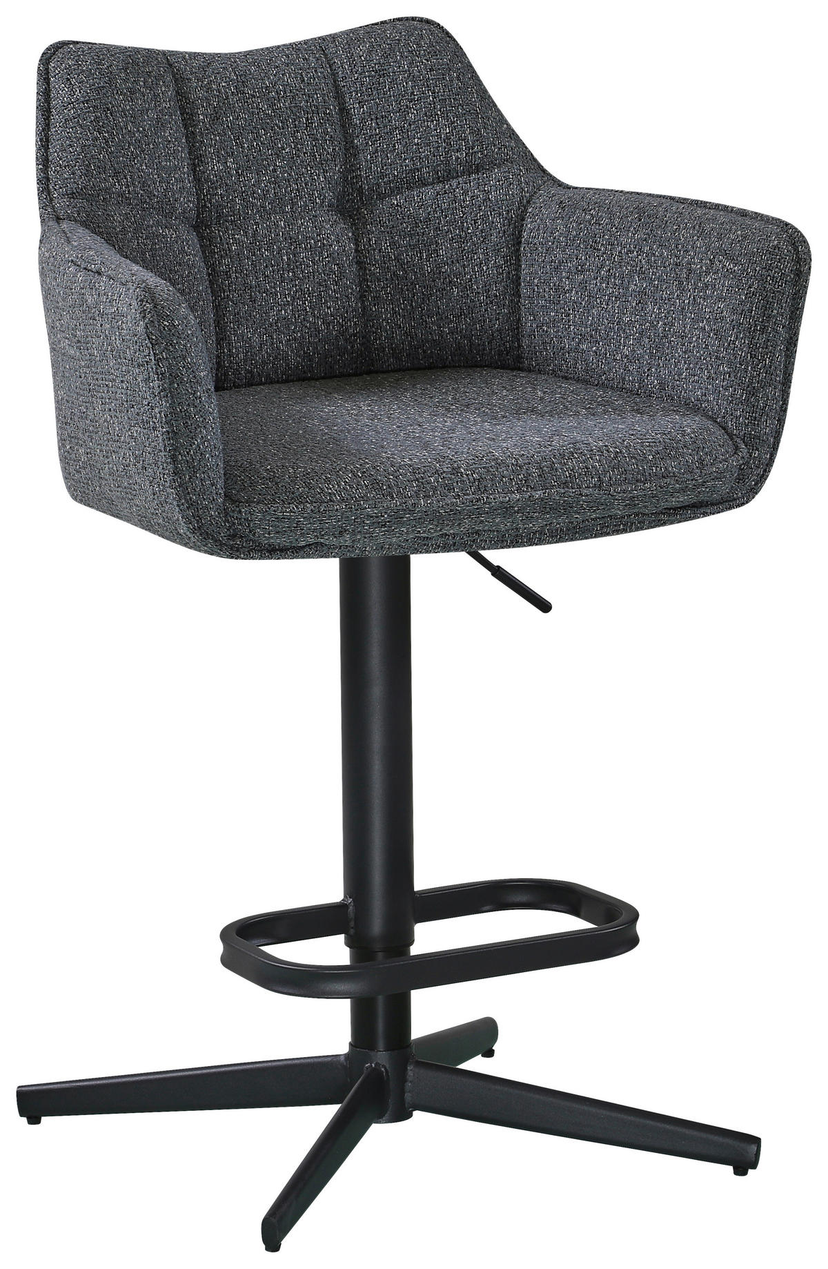 TRESENSESSEL Webstoff Grau, Schwarz Eisen Sitzfläche 360° drehbar, Stoffauswahl  - Schwarz/Grau, Design, Textil/Metall (56/88-108/53cm) - Hom`in