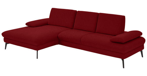 ECKSOFA in Chenille, Mikrofaser Bordeaux 157/299 cm - Bordeaux/Schwarz, Design, Textil/Metall (157/299cm) - Dieter Knoll