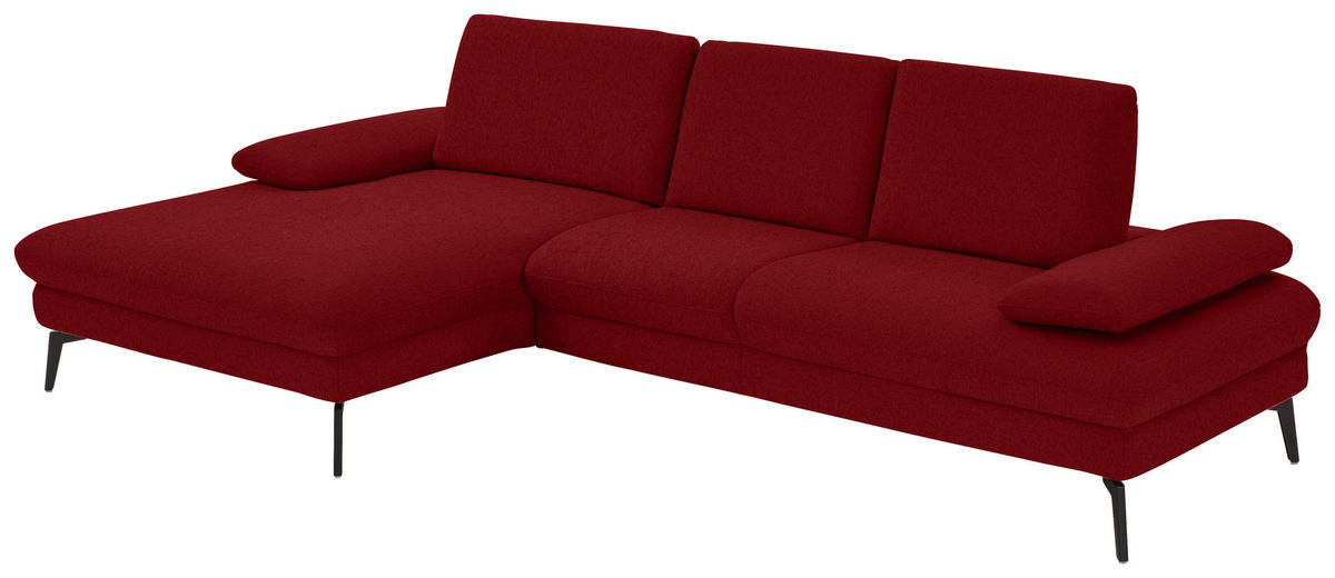 ECKSOFA in Chenille, Mikrofaser Bordeaux  - Bordeaux/Schwarz, Design, Textil/Metall (157/299cm) - Dieter Knoll
