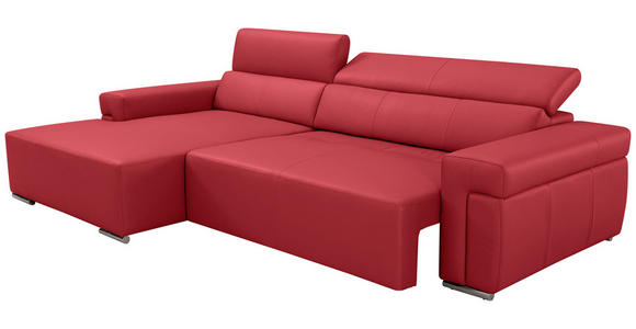 ECKSOFA DUA in Echtleder Rot  170/293 cm  - Chromfarben/Rot, Design, Leder/Metall (170/293cm) - Novel