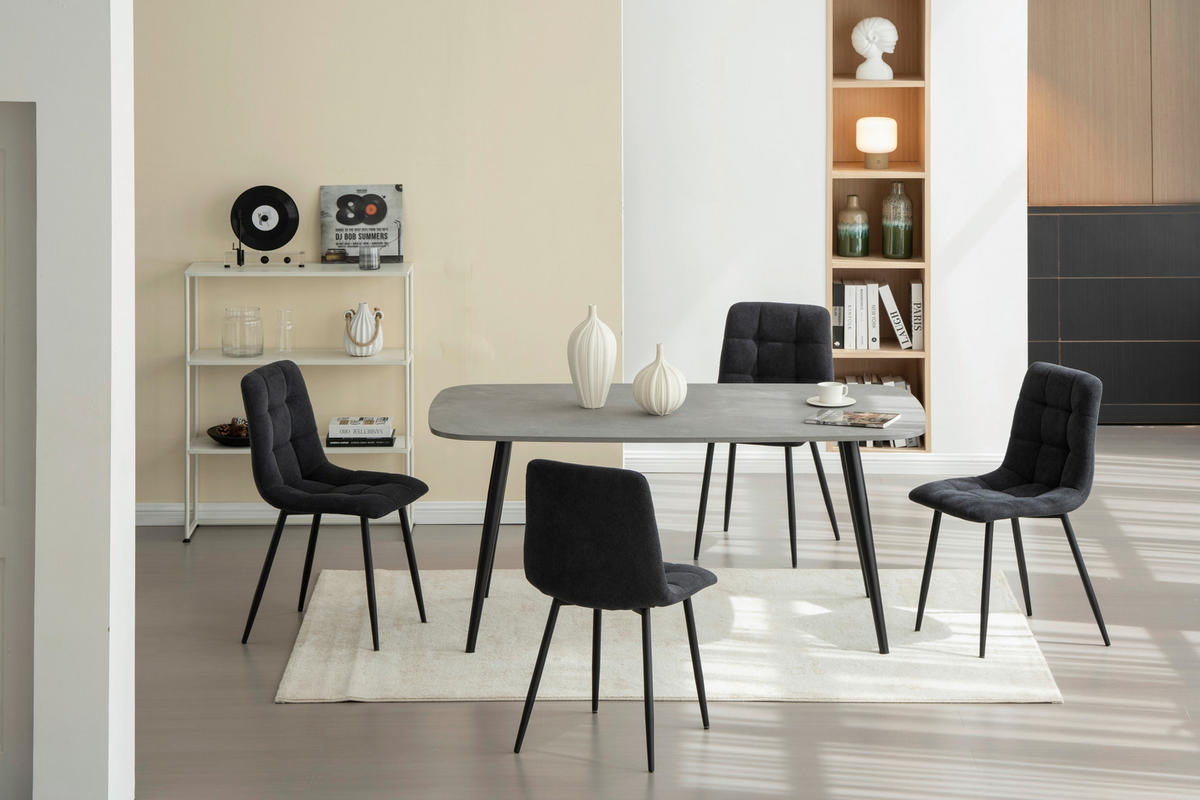 STOL S ŠTIRIMI NOGAMI, les, kovina, tekstil črna  - črna, Konvencionalno, kovina/tekstil (45/88/55cm) - P & B