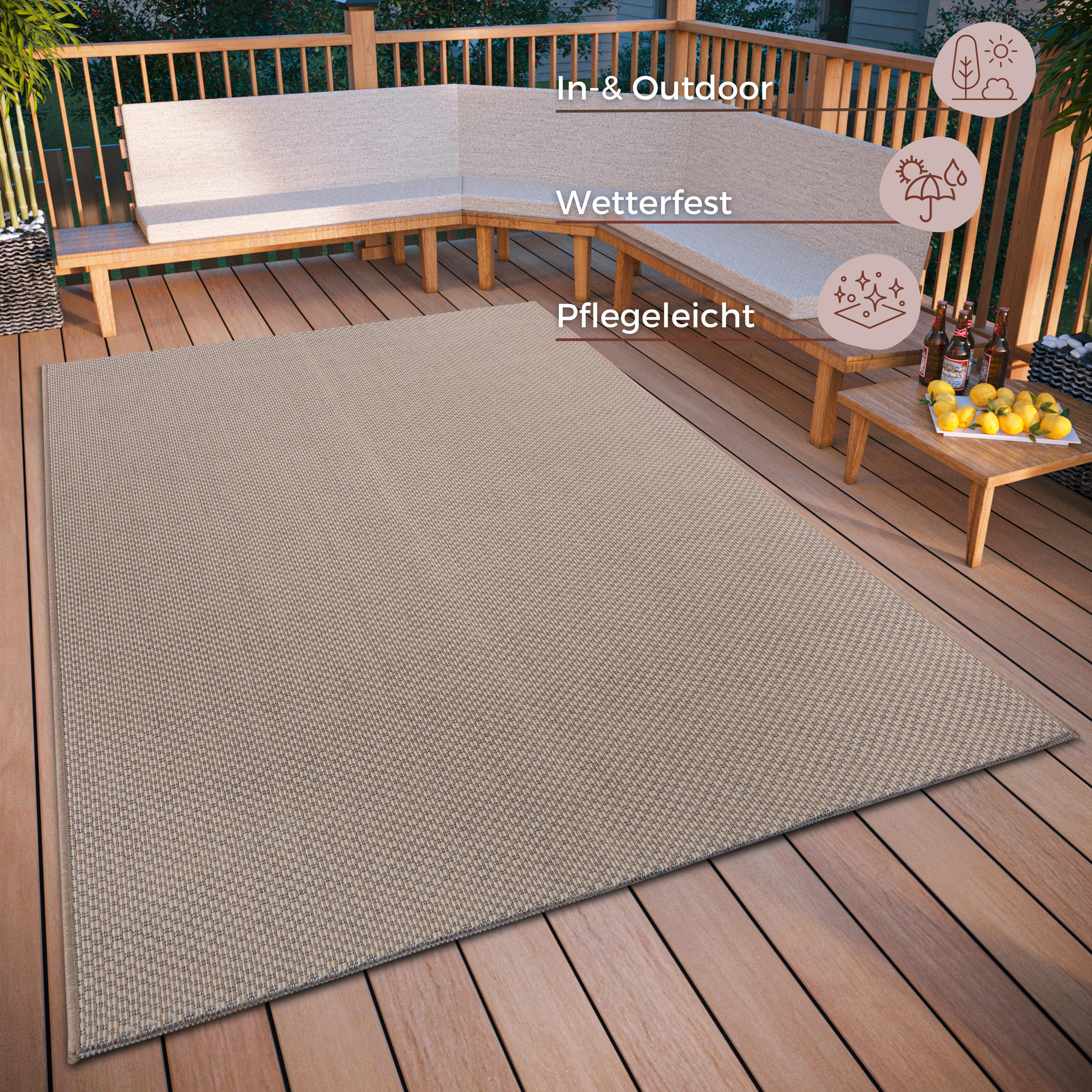 OUTDOORTEPPICH 76/150 cm Clyde Beige  - Beige, Basics, Kunststoff (76/150cm)