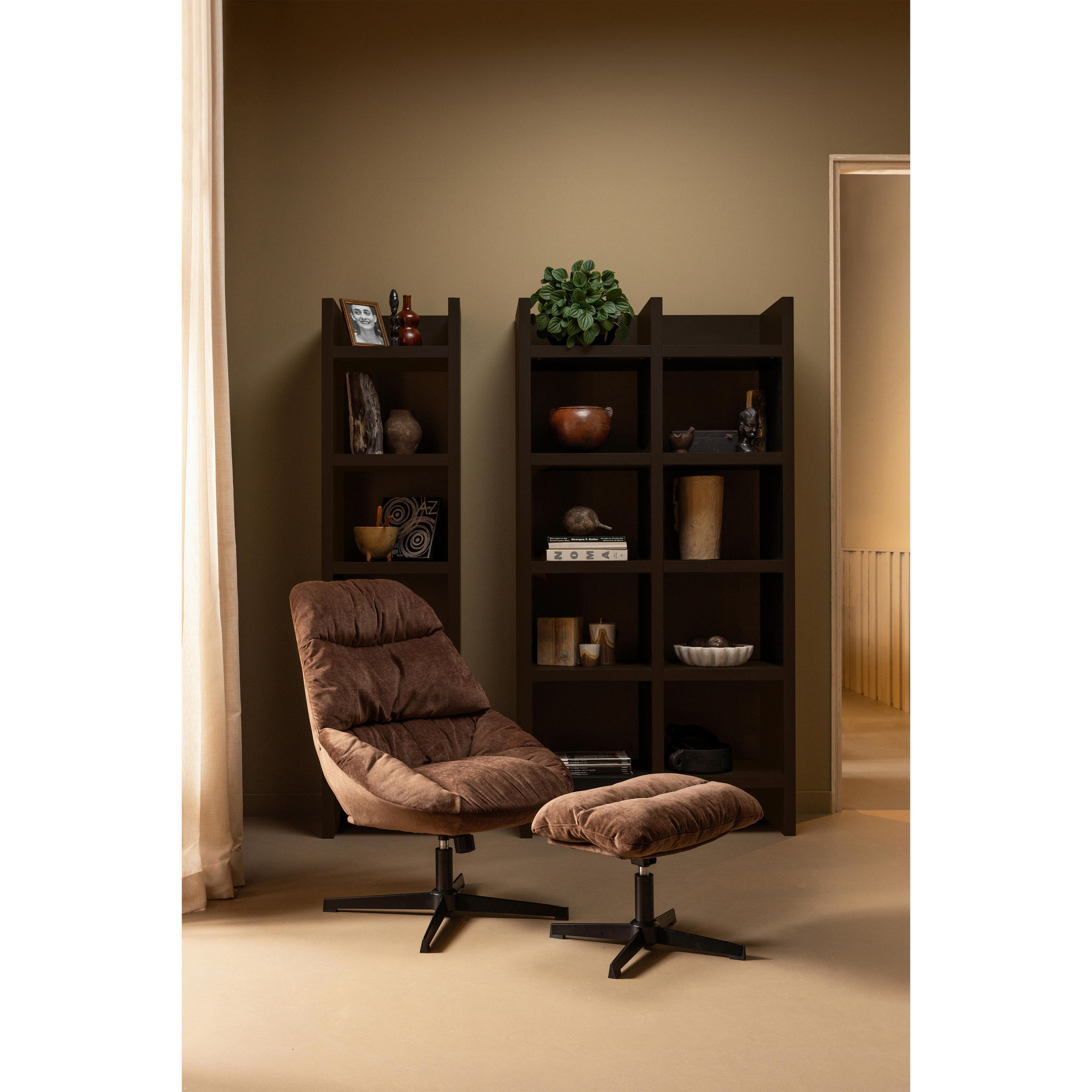 SESSELSET Webstoff    - Schwarz/Braun, Design, Textil/Metall - Livetastic