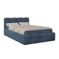 POLSTERBETT 140/200 cm,  in Blau, Matratze, Bettkasten, H3 = fest  - Blau/Schwarz, Trend, Kunststoff/Textil (140/200cm)