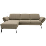 ECKSOFA  in Flachgewebe Hellbraun  175-224/255-365 cm  - Hellbraun/Schwarz, Design, Textil/Metall (175-224/255-365cm) - Dieter Knoll