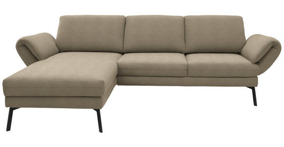 ECKSOFA  in Flachgewebe Hellbraun  175-224/255-365 cm  - Hellbraun/Schwarz, Design, Textil/Metall (175-224/255-365cm) - Dieter Knoll