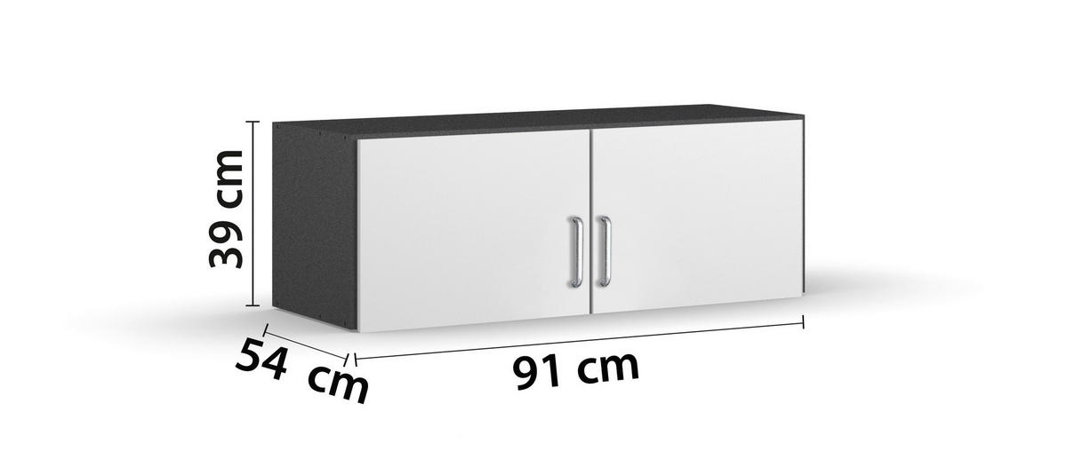 AUFSATZSCHRANK 91/39/54 cm  in  - Alufarben/Weiß, KONVENTIONELL, Holzwerkstoff/Kunststoff (91/39/54cm) - Rauch Möbel