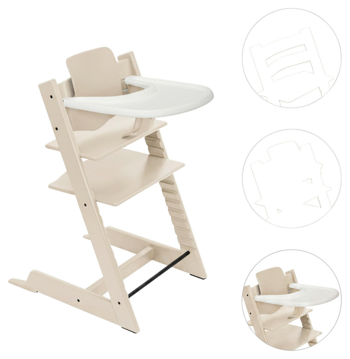 HOCHSTUHL-SET Tripp Trapp Bundles  - Perlmutt, Basics, Holz (83/65/46cm) - Stokke