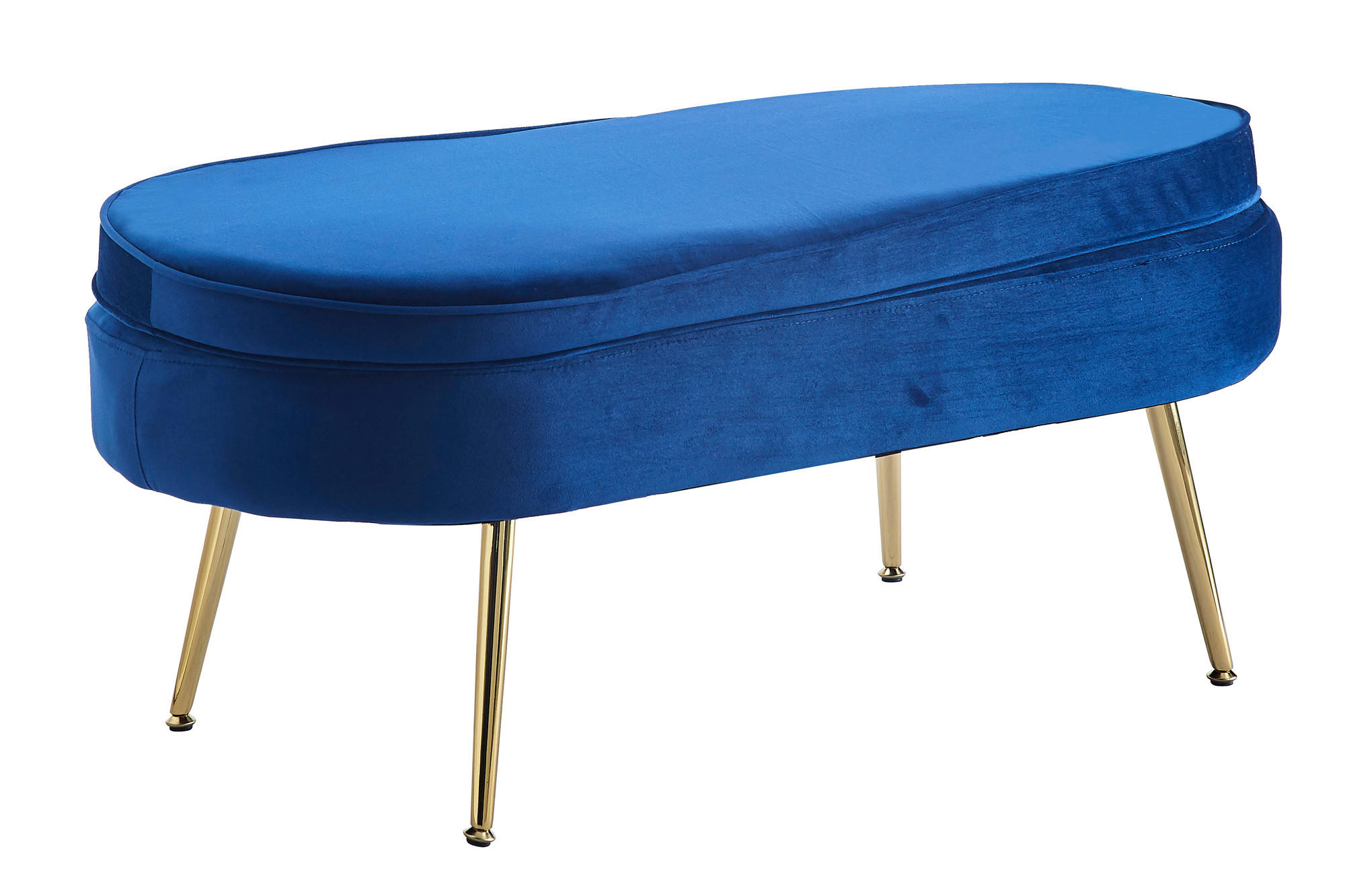 HOCKER in Textil Dunkelblau - Goldfarben/Dunkelblau, MODERN, Textil/Metall (99/40/44cm) - Livetastic