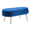 HOCKER in Textil Dunkelblau  - Goldfarben/Dunkelblau, MODERN, Textil/Metall (99/40/44cm) - Livetastic