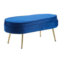 HOCKER in Textil Dunkelblau  - Goldfarben/Dunkelblau, MODERN, Textil/Metall (99/40/44cm) - Livetastic