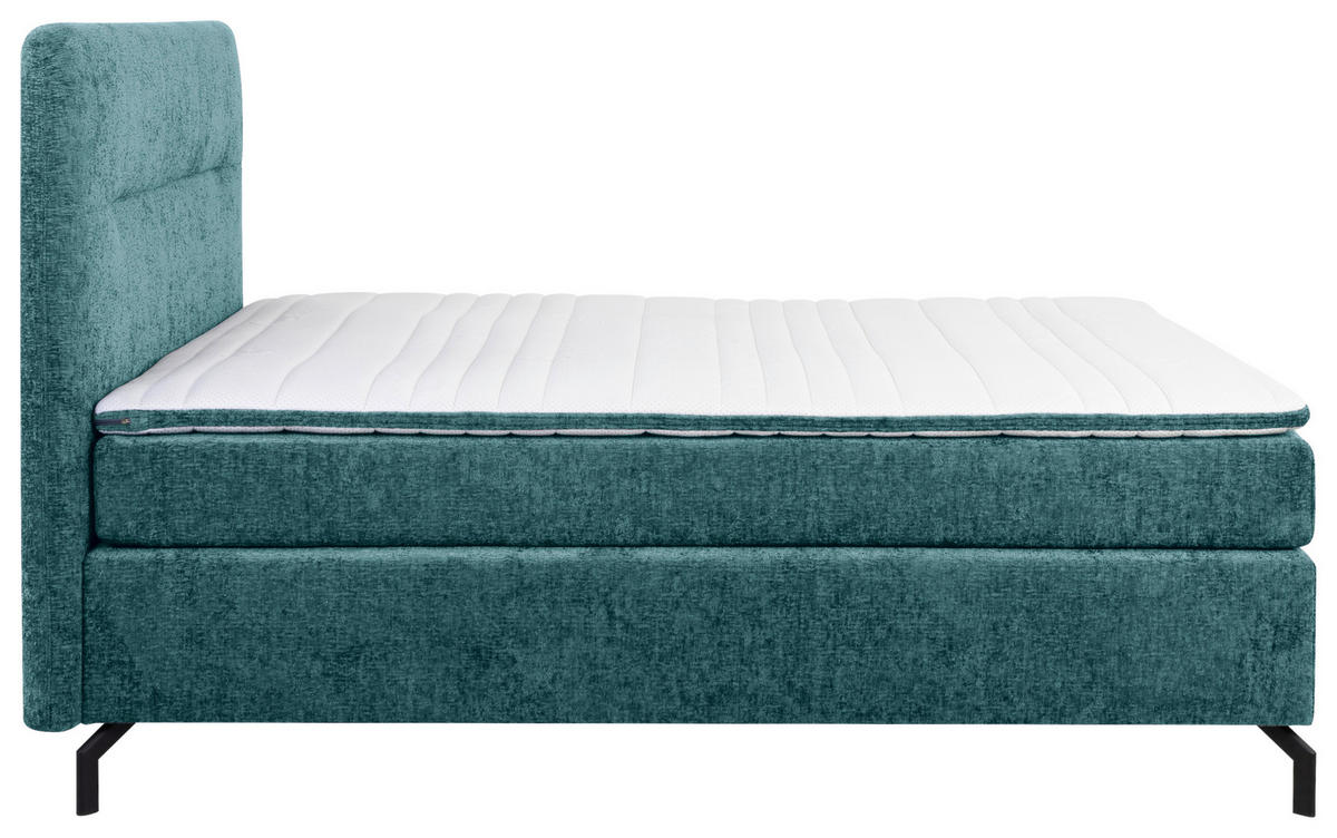 BOXSPRINGBETT 140/200 cm  in Petrol  - Petrol/Schwarz, Design, Textil/Metall (140/200cm) - Esposa