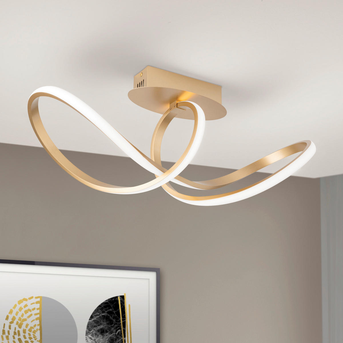 LED-DECKENLEUCHTE Circus 61/25/27 cm   - Messingfarben, Design, Kunststoff/Metall (61/25/27cm)