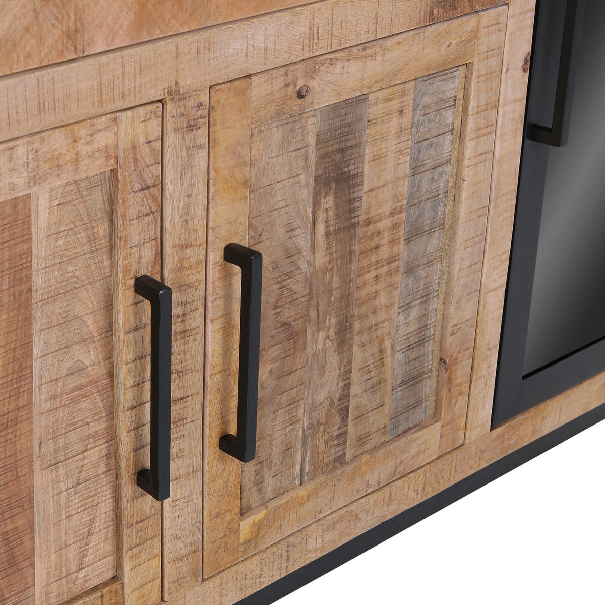 SIDEBOARD  in 160/110/43 cm  - Schwarz/Naturfarben, LIFESTYLE, Glas/Holz (160/110/43cm) - Landscape