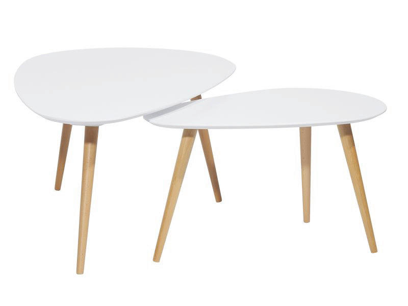 SADA PRÍRUČNÝCH STOLÍKOV, hnedá, biela, drevo, kompozitné drevo, 116-.75/66-43/45-39 cm - hnedá/biela, Design, drevo/kompozitné drevo (116-.75/66-43/45-39cm) - Carryhome