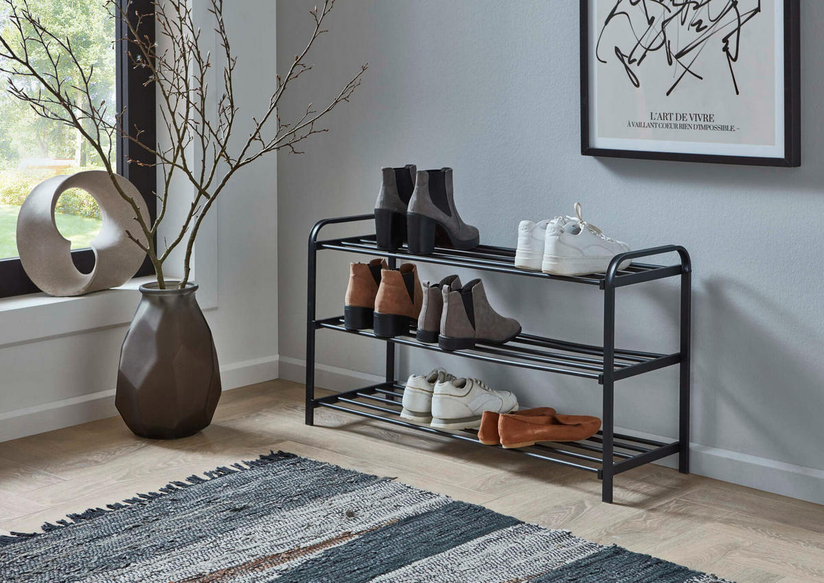 SCHUHREGAL Schwarz  - Schwarz, Design, Metall (89/49/29cm) - MID.YOU