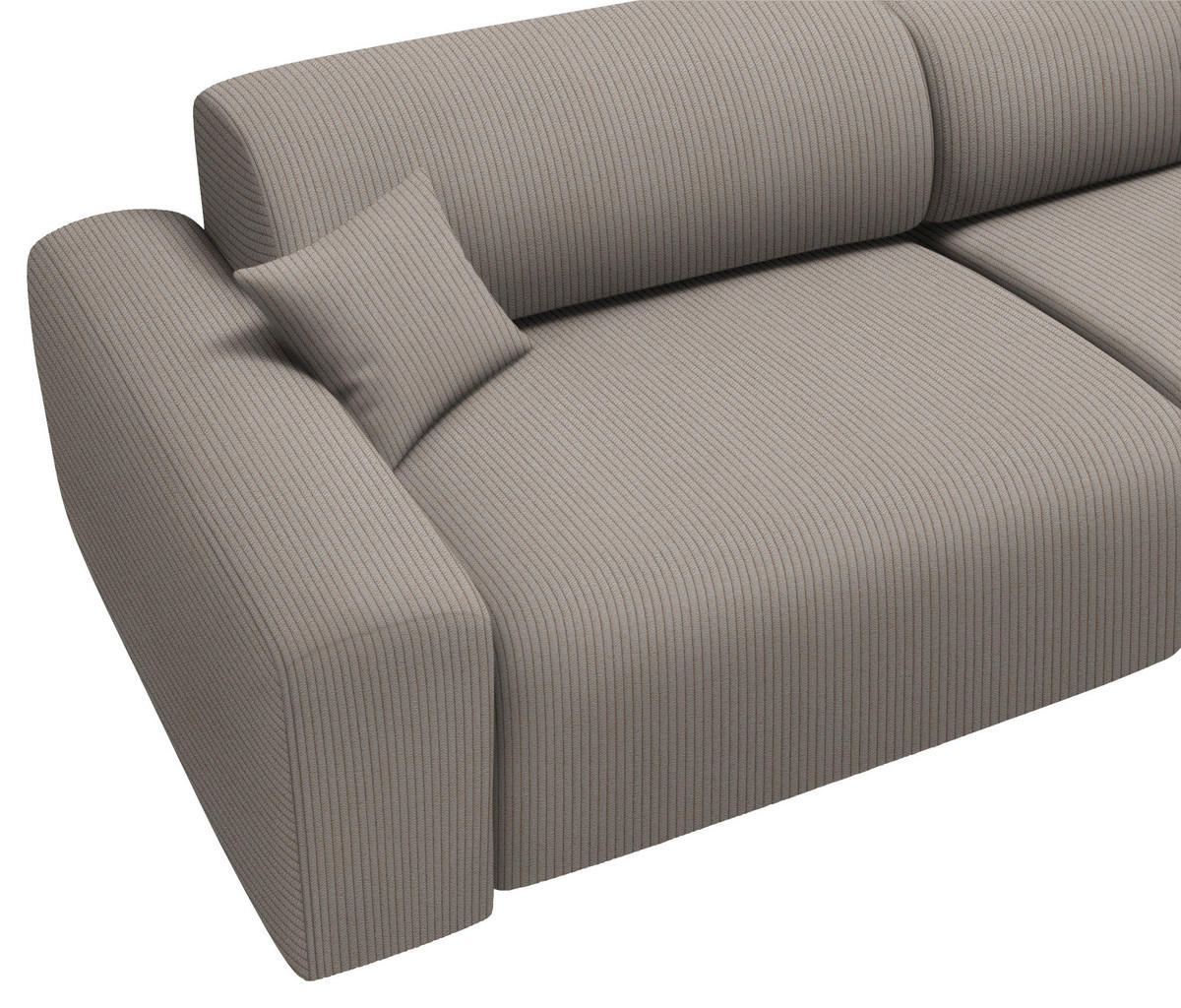 ECKSOFA in Velours, Feincord Taupe  - Taupe/Schwarz, Design, Kunststoff/Textil (292/178cm) - Livetastic