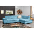 ECKSOFA in Cord Blau  - Blau/Schwarz, Design, Textil/Metall (313/242cm) - Xora