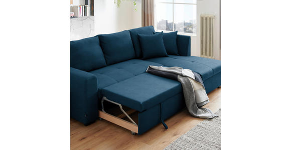 ECKSOFA  in Webstoff Blau  238/158 cm  - Blau/Schwarz, Design, Kunststoff/Textil (238/158cm) - Xora
