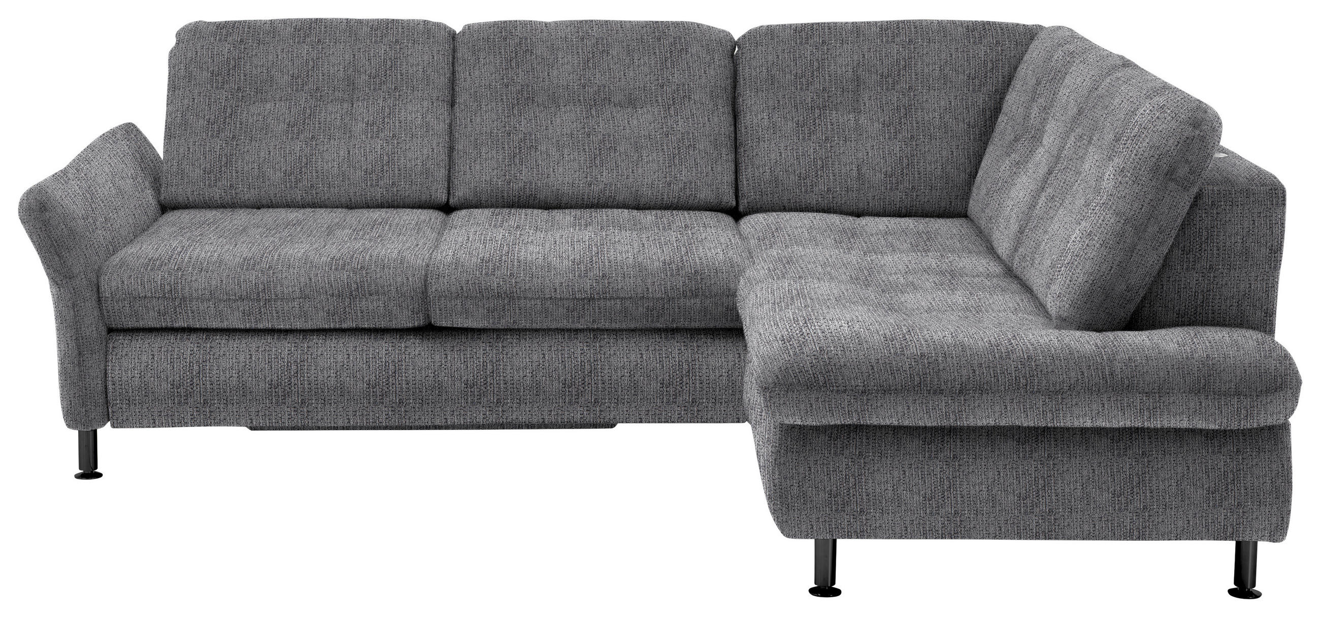 ECKSOFA in Webstoff Graubraun  - Graubraun/Schwarz, Konventionell, Textil/Metall (242/210cm) - Beldomo Style