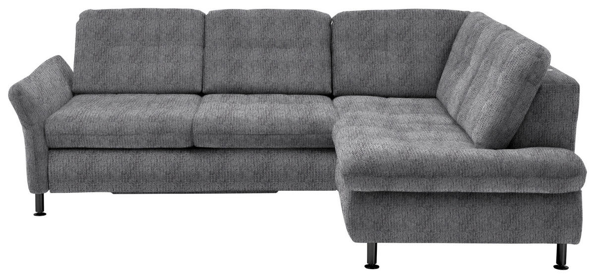 ECKSOFA in Webstoff Graubraun  - Graubraun/Schwarz, Konventionell, Textil/Metall (242/210cm) - Beldomo Style