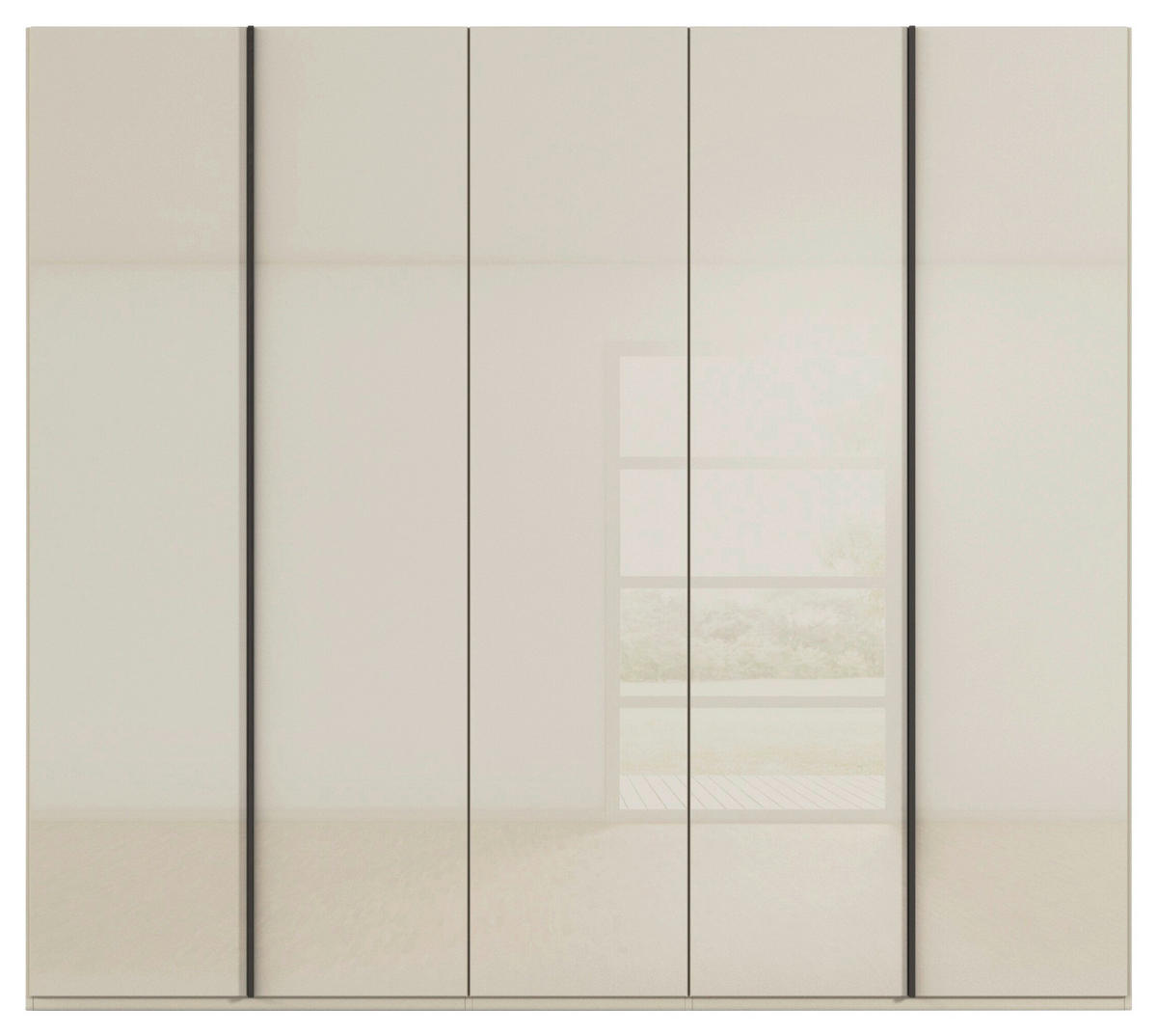 DREHTÜRENSCHRANK 251/235/61 cm,  in Champagner, 5-türig  - Champagner/Graphitfarben, Basics, Glas/Holzwerkstoff (251/235/61cm) - Novel