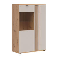 HIGHBOARD  90,5/137,5/40 cm  - Kaschmir/Schwarz, MODERN, Glas/Holzwerkstoff (90,5/137,5/40cm) - Milino