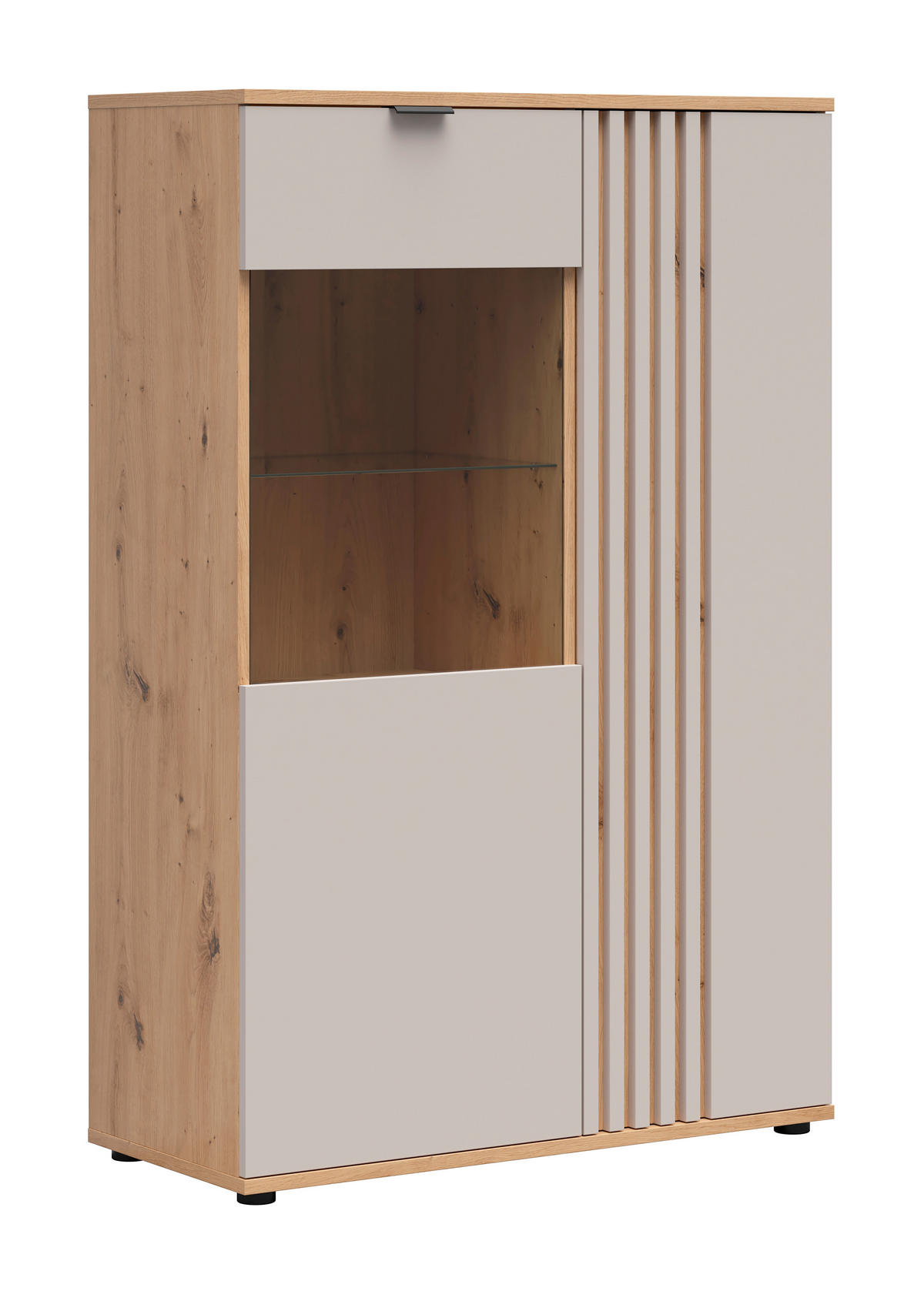 HIGHBOARD  90,5/137,5/40 cm  - Kaschmir/Schwarz, MODERN, Glas/Holzwerkstoff (90,5/137,5/40cm) - Milino